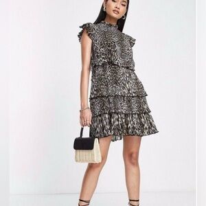 All Saints Animal Print Ruffle Dress